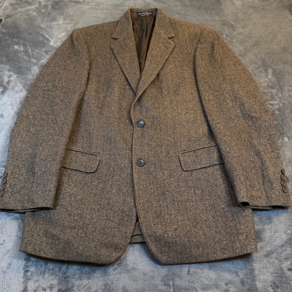 Chereskin Camel Hair Blend Blazer Mens 40R Brown Herringbone Sport Coat
